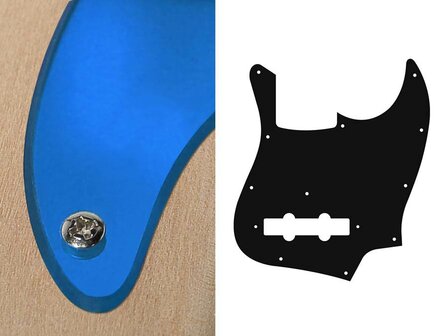 Slagplaat voor Jazz bass, 2 ply, Mirror Blue, standaard