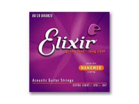 Elixir 010 gecoate stalen snaren voor westerngitaar 80/20 Bronze EL11002