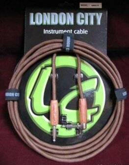 London City NWA10, bruin gevlochten, 3 meter, 1 rechte / 1 haakse plug