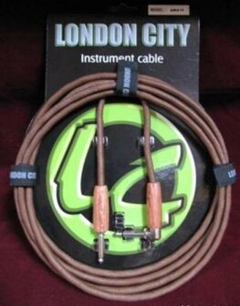 London City NWA10, bruin gevlochten, 3 meter, 1 rechte / 1 haakse plug