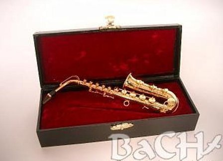 Miniatuur Altsaxofoon met koffer, 16 cm 