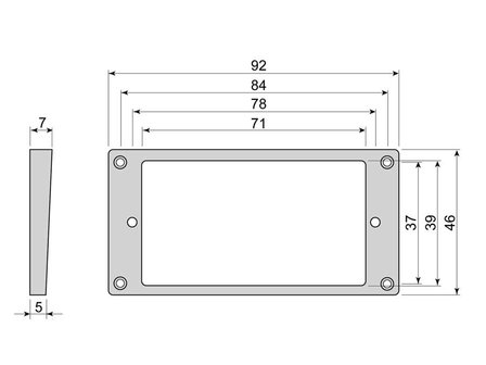 Humbucker frame, flat bottom slanted top, diverse maten, black