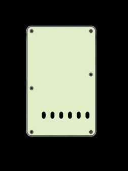 Backplate / rugplaat, string spacing 11,2mm, mint, 3 ply, standaard strat, 86x138mm