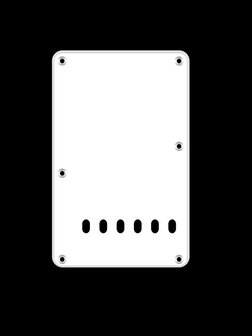 Backplate / rugplaat, string spacing 11,2mm, White, 1 ply, standaard strat, 86x138mm