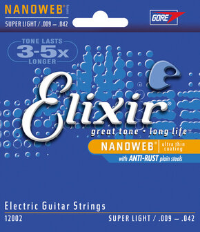 Elixir 009 gecoate snaren nanoweb elektr gitaar 12002 super light 