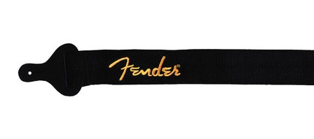 Fender riem zwart met geel logo