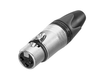 Neutrik xlr plug, female, 3-polig, nikkelen behuizing, zilveren contacten