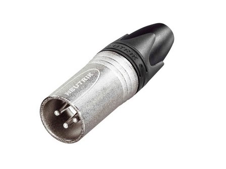 Neutrik xlr plug, male, 3-polig, nikkelen behuizing, zilveren contacten