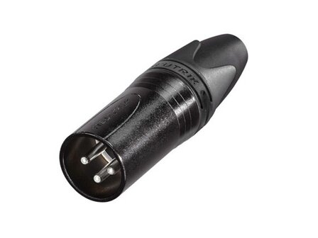 Neutrik xlr plug, male, 3-polig, zwarte behuizing, zilveren contacten