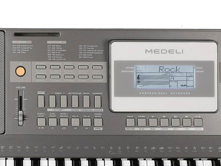 Medeli A100S keyboard Silver, 61 toetsen, met adapter