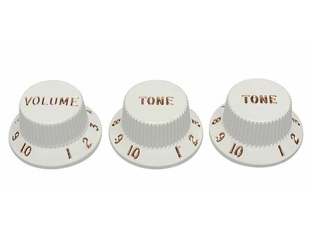 Fender Genuine Replacement Part strat knobs for CTS shaft size, white