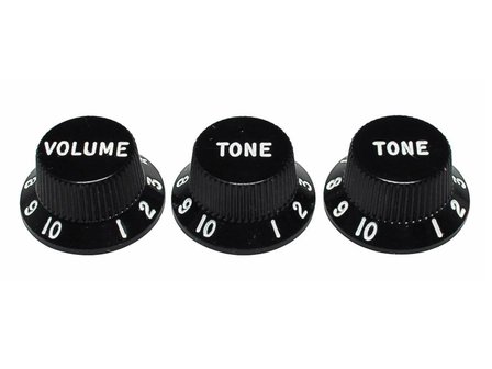 Fender Genuine Replacement Part strat knobs for CTS shaft size, black