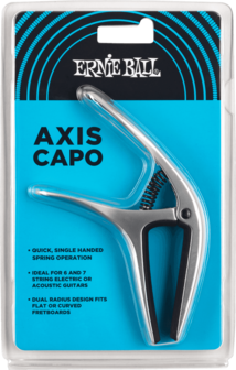 Ernie Ball Axis Capo zilver voor nylon- en staalsnarige gitaar