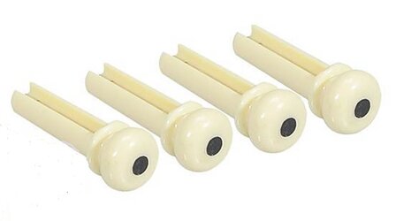 Brugpennen voor basgitaar, kunststof, ivory met zwarte stip, 4-pack bridgepins