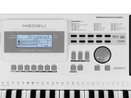 Medeli Aspire Series Keyboard A100SW Wit met 61 aanslaggevoelige toetsen, 2 x 10 watt 