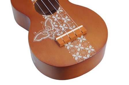 Kahiko Batik series sopraan ukelele met hoes, trans brown