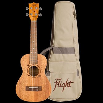 Flight Electro-Acoustic Concert Ukelele with arched back, with cover