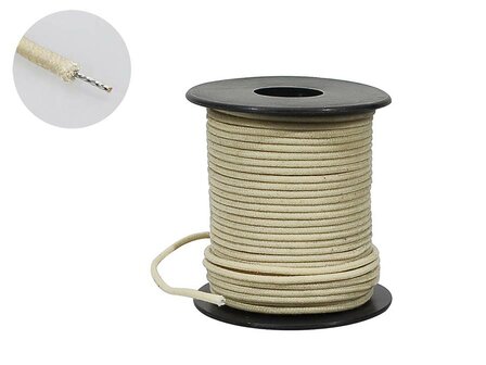 USA made shielded waxed cotton braided push back wire, 1 meter white