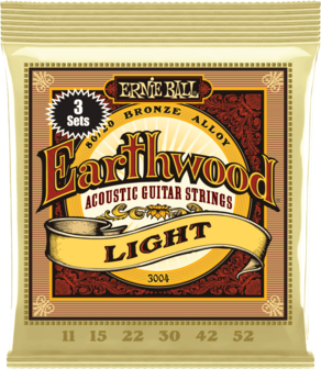 Ernie Ball Earthwood 3004, 3-pack, Light 11-15-22w-30-42-52