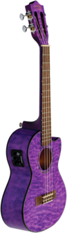 LANIKAI Tenorukelele, Quilted Maple Serie, Purple Stain, Voorversterker, Tas 