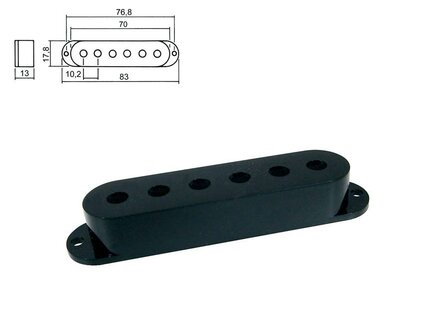 3 pickup covers, stratocaster model single coil, black/zwart