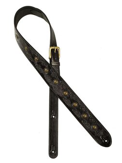 Gaucho Stellar Series gitaarriem, carving and brass buttons, black