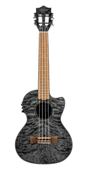 LANIKAI Concert ukelele, Quilted Maple Serie, Black Stain, Voorversterker, Tas