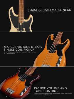 Sire Basses D5+ Series Marcus Miller basgitaar, Butterscotch Blonde