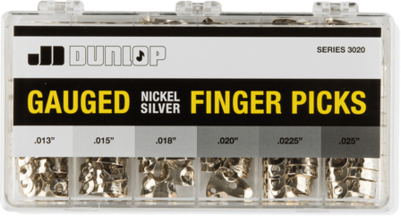 Dunlop metalen vingerplectrum, diverse diktes 0.13&quot; tot 0.25&quot;