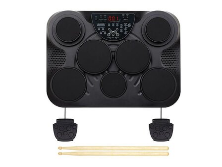 Medeli tabledrum met 7 pads en een set drumsticks