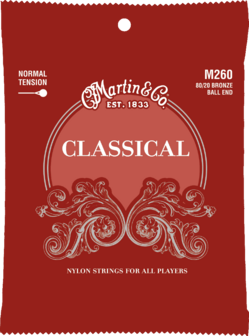 Martin M 260 klassieke gitaarsnaren met ball end, set bronze wound &amp; clear nylon