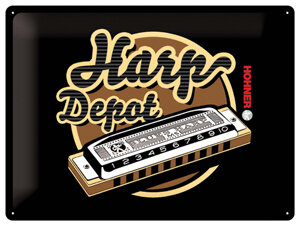 HOHNER dealerbord, Harp Depot, ijzeren plaat, 20x30cm