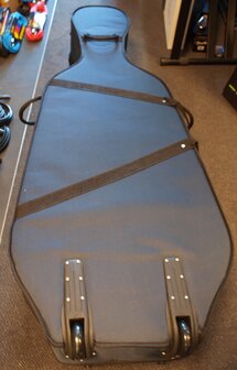 Hardfoam cellokoffer voor 7/8 of 4/4 cello, blauw, op wielen