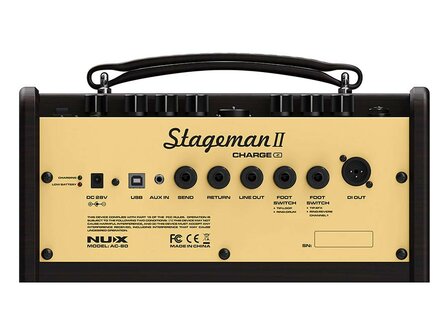 Nux STAGEMAN II, 80W accu versterker voor akoestische gitaar en microfoon, met bluetooth