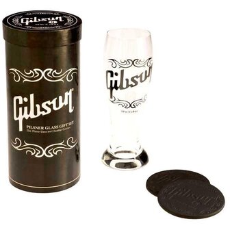 Gibson Glass giftset, Pilsner glas met 2 kunstleren onderzetters