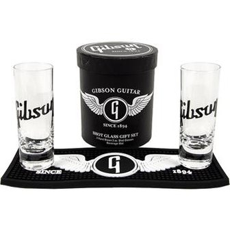 Gibson Glass giftset, 2x shotglas met barmat, collectorsitem
