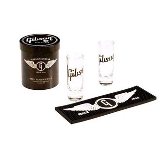 Gibson Glass giftset, 2x shotglas met barmat, collectorsitem