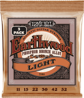 Ernie Ball Earthwood 3148, 3-pack Light 11-52 Phosphor Bronze