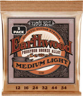 Ernie Ball Earthwood 3146, 3-pack Light 12-54 Phosphor Bronze