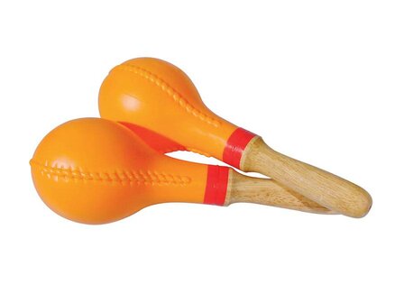 Maracas / Sambaballen, kunststof, groot model 26 cm, paar, oranje