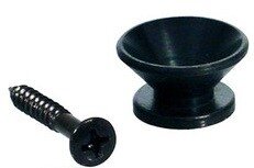 strap buttons, metaal, zwart chroom, met schroef, v-model, diameter 14mm, 2-pack