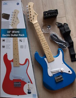 Sky stratocaster-model, Junior, blauw gitaarpakket