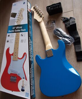 Sky stratocaster-model, Junior, blauw gitaarpakket