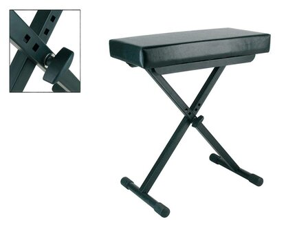 Keyboard bank, X-model, zwart, leather look zitting (51x25 cm)