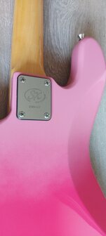 SX Modern Series JB style electric bass guitar with gigbag, pink twilight