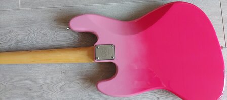 SX Modern Series JB style electric bass guitar with gigbag, pink twilight