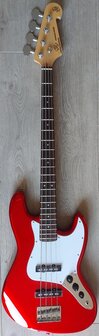 SX elektrisch basgitaarpakket, met versterker, tas, riem, tuner en kabel, candy apple red