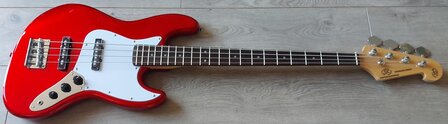 SX elektrisch basgitaarpakket, met versterker, tas, riem, tuner en kabel, candy apple red