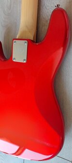 SX elektrisch basgitaarpakket, met versterker, tas, riem, tuner en kabel, candy apple red