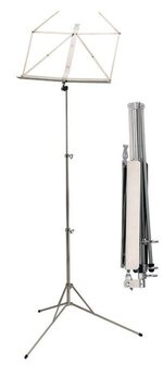 K&amp;M 103 Touring stand nickel muziekstandaard pupiter, klein opklapbaar